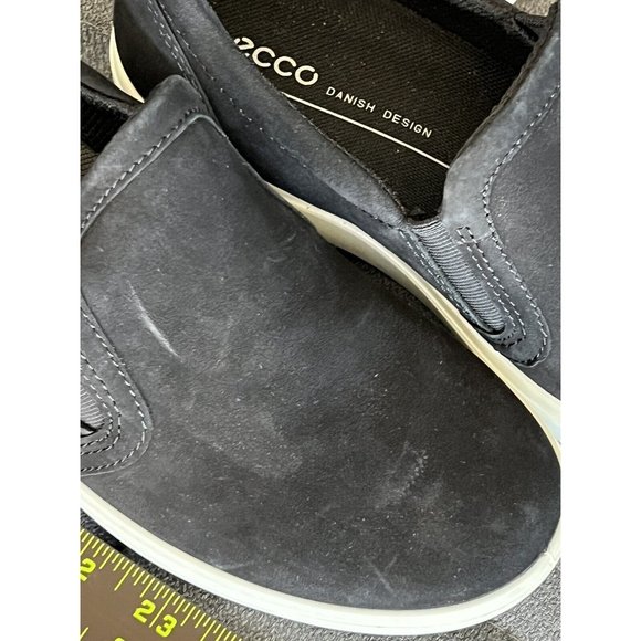 ECCO Womens Soft Classic Comfort Slip On Sneaker Black Nubuck Leather Size 4-4.5 - Picture 6 of 7
